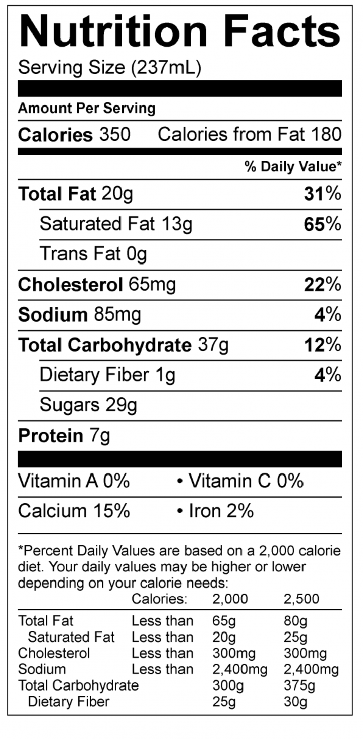 4-H Clover mint ice cream nutritional information